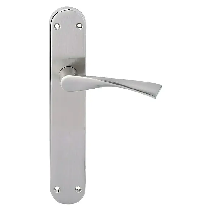 GDK Conjunto de picaporte PLA01 - Aluminio, Pulido - Elegante manija de puerta de acero inoxidable cepillado. La manija tiene un diseño moderno y curvo, que es elegante y funcional.