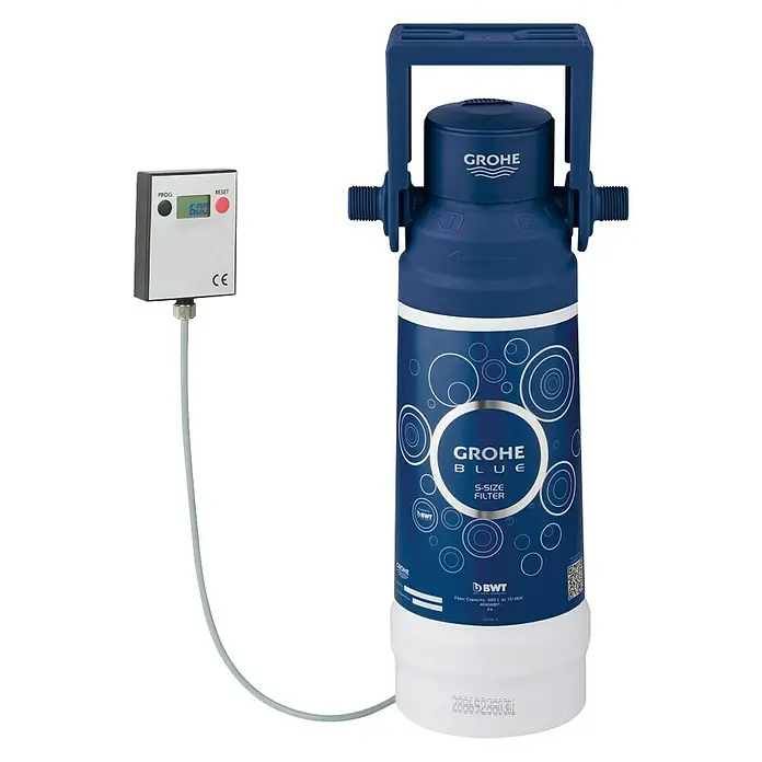 Grohe Filter-Set Red - Mit Filterkopf, Blau/Weiß - Grohe Blue S-Size Wasserfilter mit digitalem Display, für sauberes und wohlschmeckendes Trinkwasser direkt aus dem Wasserhahn.