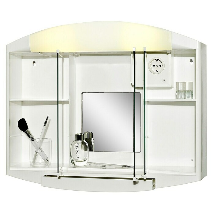Jokey Spiegelschrank Elda (3-türig, Kunststoff, Mit Beleuchtung)