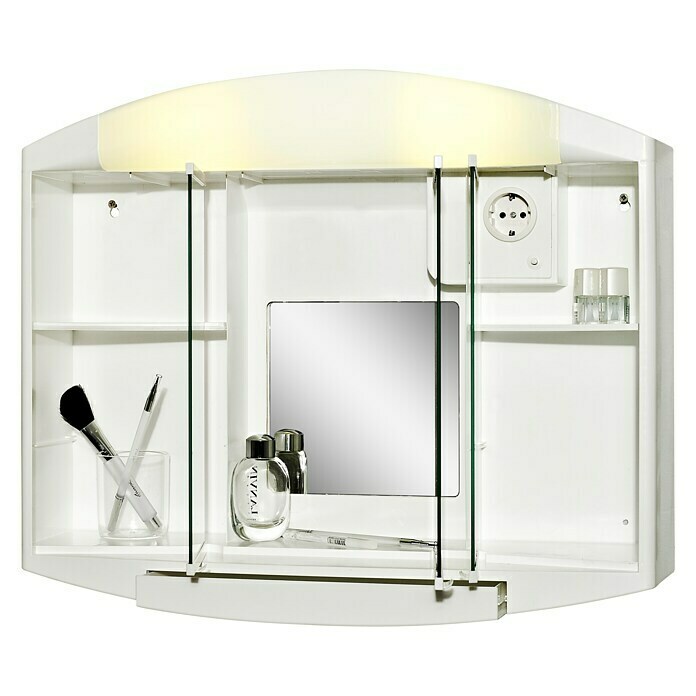 Jokey Spiegelschrank Elda (B x H: 59 x 49 cm, Mit Beleuchtung, Kunststoff,  Weiß) | BAUHAUS