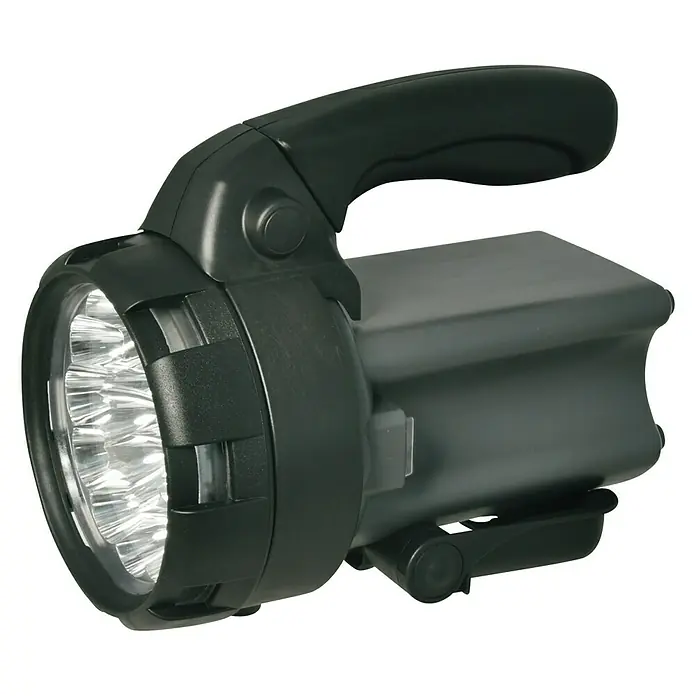 Xunzel Linterna recargable - 20,5 x 13 x 16,5 cm, 150 lm - Reflector negro con alta emisión de luz. Ideal para uso en exteriores y emergencias.