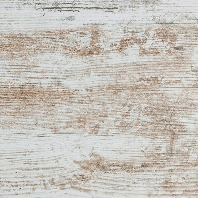 Maderas Daganzo Tablero de melamina canteada Pino Taiga - Marrón/Gris, 80 cm x 40 cm x 16 mm - Primer plano de la veta de madera encalada que muestra texturas distintivas, ideal para proyectos rústicos o de inspiración vintage.