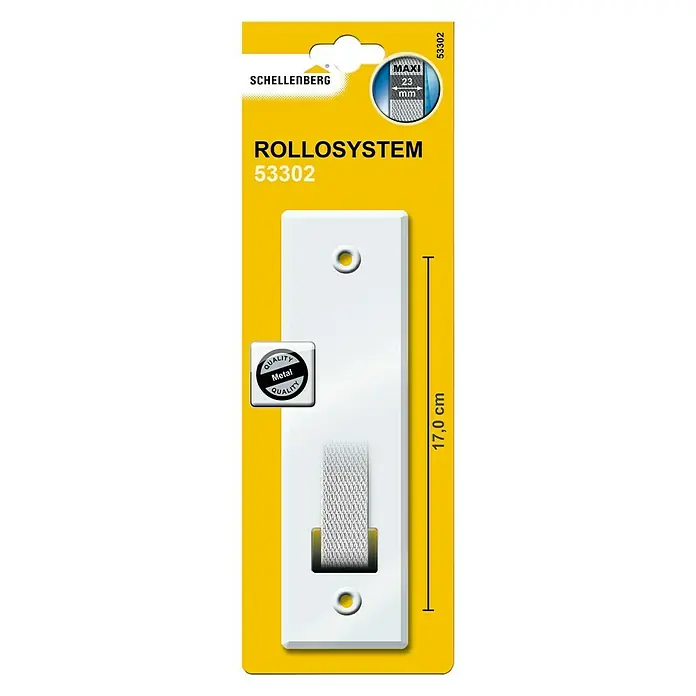 Schellenberg Embellecedor 53302 - Metal, Blanco - Imagen de una guía de correa para persianas enrollables Schellenberg Maxi en blanco.
