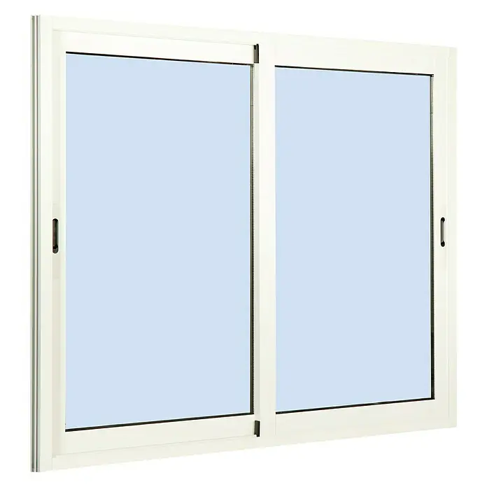 Solid Elements Ventana de aluminio corredera - 120 x 120 cm, Blanco - Una ventana corredera blanca con dos hojas y vidrio transparente, ideal para espacios de vida luminosos y modernos.