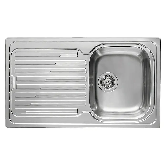 Pyramis Einbauspüle Amaltia - 86 x 50 cm, Edelstahl - Spüle aus Edelstahl mit Abtropffläche und Becken. Das elegante Design ist ideal für moderne Küchen.