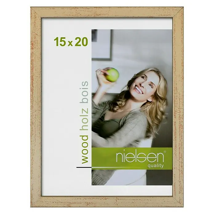 Nielsen Holzrahmen Zoom - 15 x 20 cm, Gold - Ein beiger Nielsen Holzrahmen in der Größe 15x20 cm, ideal für Fotos und Kunstdrucke, um Ihrem Zuhause eine warme Note zu verleihen.