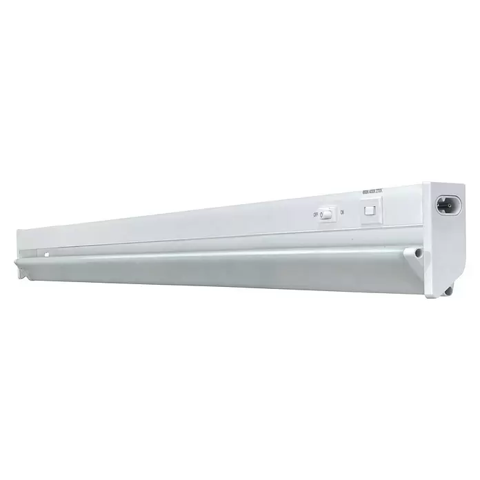 E2 elektro LED-Lichtleiste Swing M - L x B x H: 856 x 24 x 61 mm, Schwenkbar, 12 W, 1 Stk., 12 W - Weiße Unterschrank-LED-Leuchte mit Ein/Aus- und Farbtemperaturschalter sowie Stromanschluss.