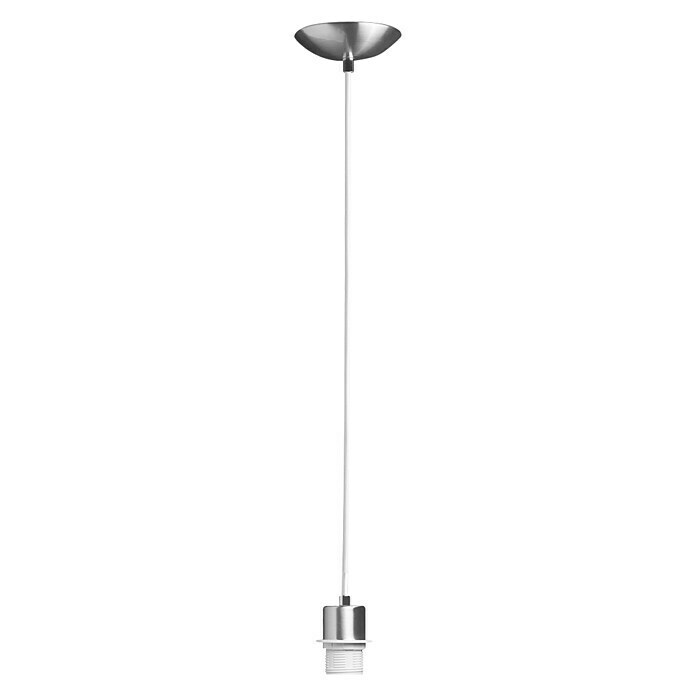 Home Sweet Home Pendelleuchte rund Fabric (60 W, Farbe: Weiß/Silber, Ø x H: 11 x 100 cm)