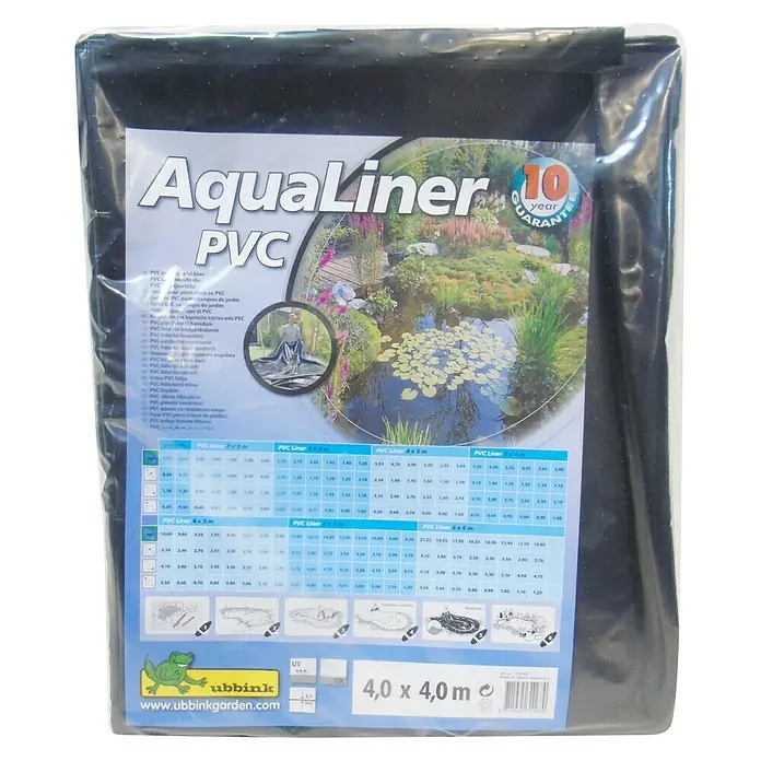Ubbink PVC-Teichfolie AquaLiner - Stärke: 1 mm, L x B: 4 x 4 m - Abgedeckte AquaLiner PVC Teichfolie 4,0 x 4,0 m mit 10 Jahren Garantie für eine langlebige Gartenteichgestaltung.
