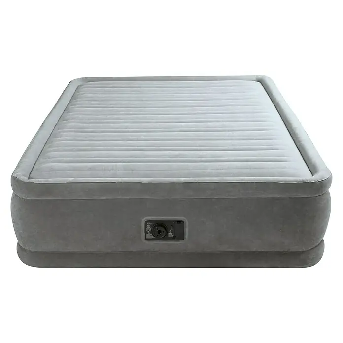 Intex Cama de aire Durabeam Plus - Número de personas máx.: 2 ud., L x An x Al: 203 x 152 x 46 cm, Gris - Colchón inflable gris, ideal para camping o como cama de invitados, con bomba integrada para inflado y desinflado rápidos.