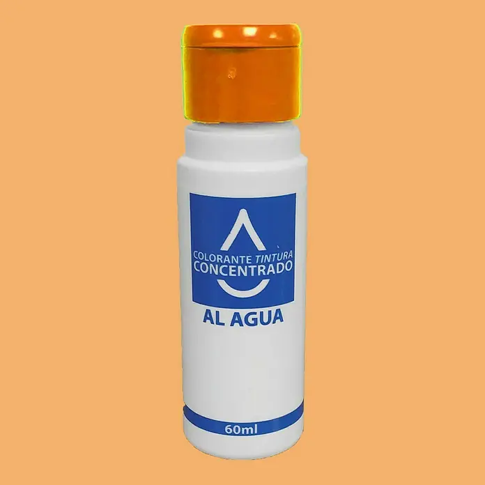 Colorante Concentrado al agua - Naranja, 60 ml - Imagen de un frasco de pintura concentrada al agua con tapa naranja.