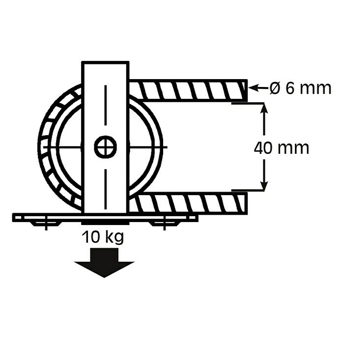 HBS Betz Seilrolle (Typ: Stehrolle, Grauguss, Traglast: 10 kg, Durchmesser: 40 mm, 2 Stk.)