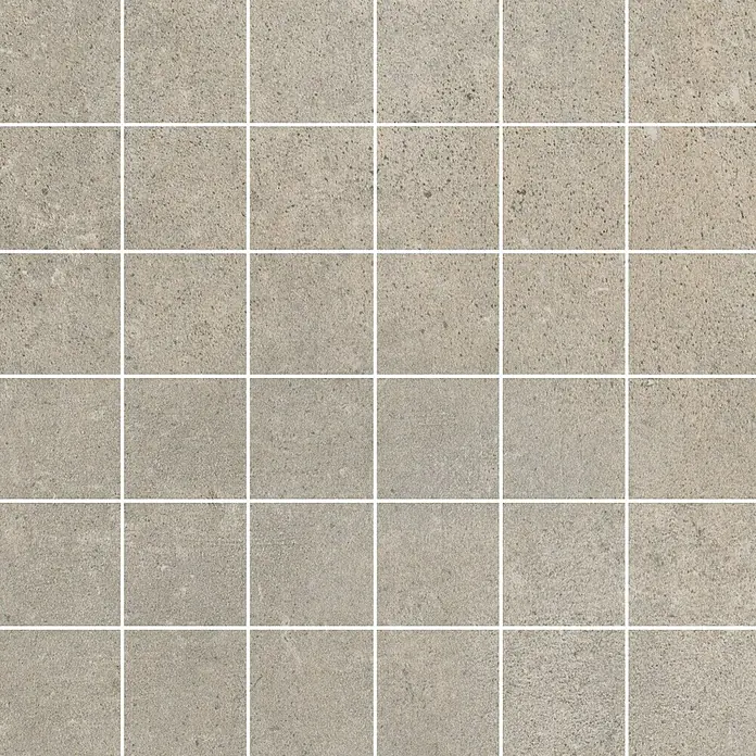 Mosaikfliese Beton - 30 x 30 cm, Grau, Matt - Einheitliche graue Fliesen mit feiner Textur für Wand- oder Bodendesign.