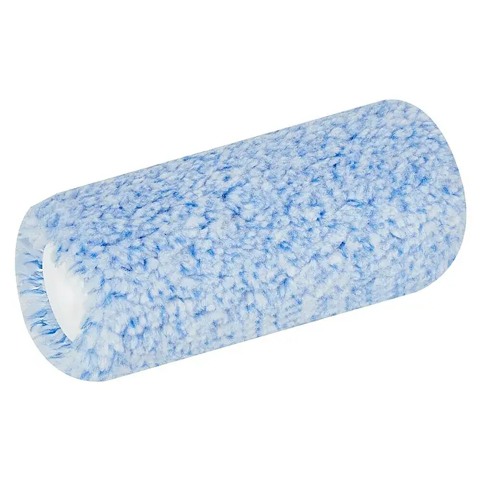 Profi Depot by Storch-Ciret Farbwalze K30 - Breite Walze: 12 cm, Bügelstärke: 6 mm, Blau meliert - Nahaufnahme einer Farbwalze mit blauen und weißen Fasern. Sie ist ideal für gleichmäßiges Auftragen von Farbe auf Oberflächen.