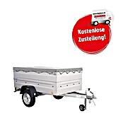 Anhänger Tieflader TL-EU3 Set mit Aufsatzwände und Flachplane (Nutzlast: 585 kg, Kasteninnenmaß: 243,5 x 123,5 x 34,5 cm, Ungebremst) | BAUHAUS