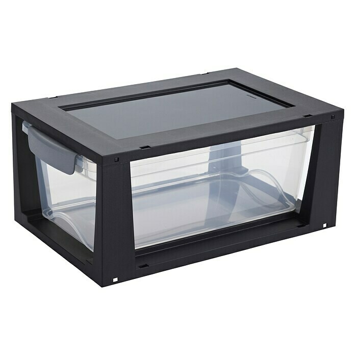 Sunware Aufbewahrungsbox Omega (L x B x H: 33,5 x 22 x 15,5 cm, Kunststoff, Schwarz/Transparent)