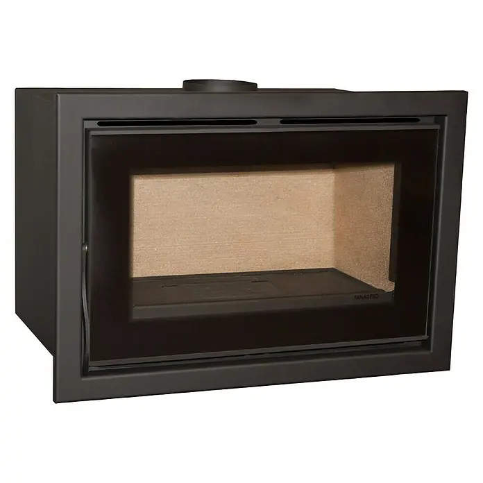 Panadero Insert de leña C-820-S - L x An x Al: 54,8 x 77 x 62,9 cm, 7 kW, 250 m³, Antracita - Imagen de un insert de chimenea Panadero con una gran ventana de visualización y líneas limpias, perfecto para un espacio habitable moderno.