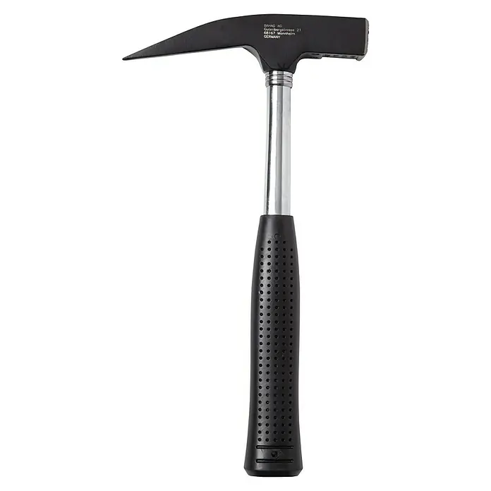 Wisent Zimmermannshammer - 600 g, Stahlrohr, Magnetischer Nagelhalter - Bild eines schwarzen Schonhammers mit silbernem Stiel und gummiertem Griff.