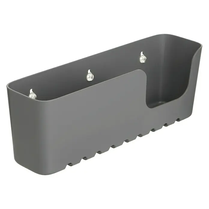 Tatay Standard Cesta de baño - L x An x Al: 8,5 x 30 x 11 cm, Gris - Soporte de pared gris con orificios para montaje, ideal para guardar objetos pequeños y organizar el espacio.