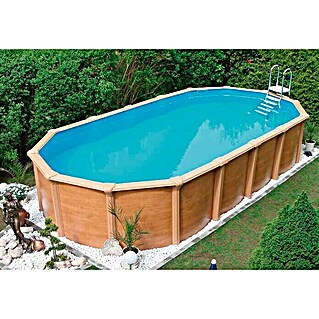 KWAD Stahlwand-Pool Supreme Wood (L x B x H: 610 x 370 x 132 cm, Hellbraun, 22 100 l)