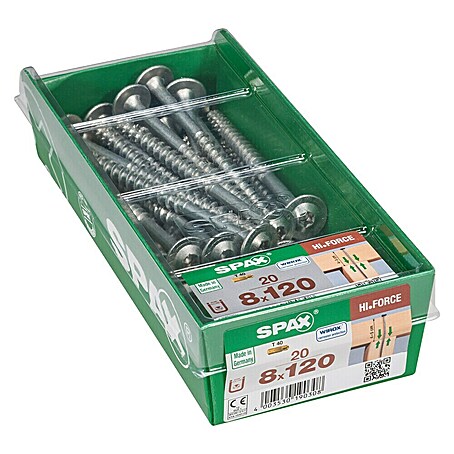 Spax HI FORCE Tellerkopfschraube . (Ø x L: 8 x 120 mm, WIROX Oberfläche, T-Star plus, 20 Stk.)