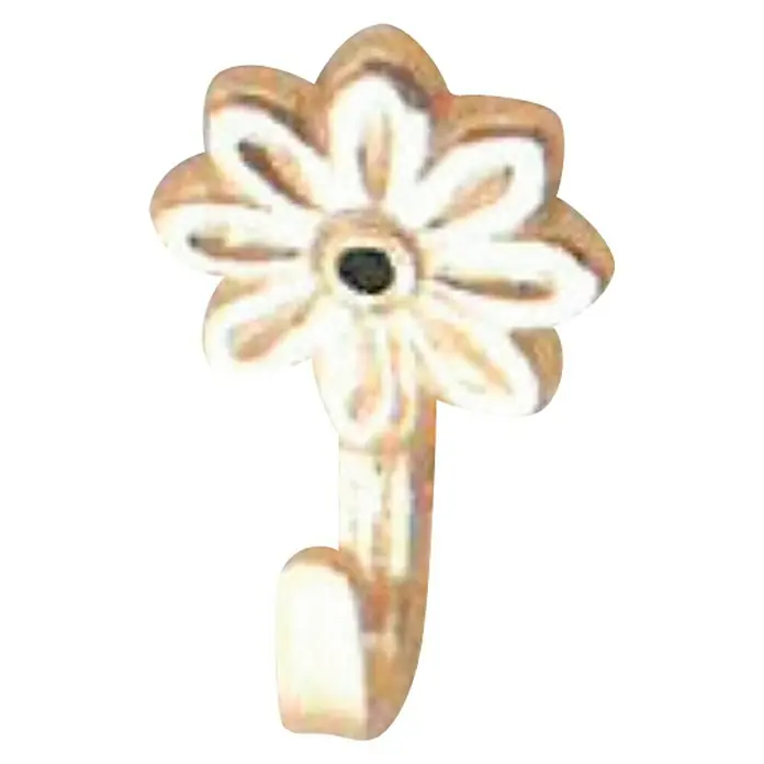Häfele Gancho para colgar - L x An x Al: 36 x 50 x 3 mm, Dorado - Primer plano de un colgador de pared decorativo en forma de flor, perfecto para soluciones de almacenamiento elegantes.