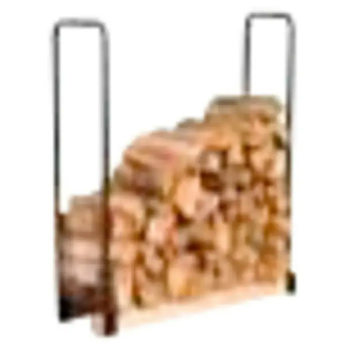 Lienbacher Estantería de madera - L x An x Al: 34 x 90 x 119 cm, Negro - Leñero de metal resistente lleno de leña seca. Perfecto para el almacenamiento y la preparación para los fríos días de invierno.
