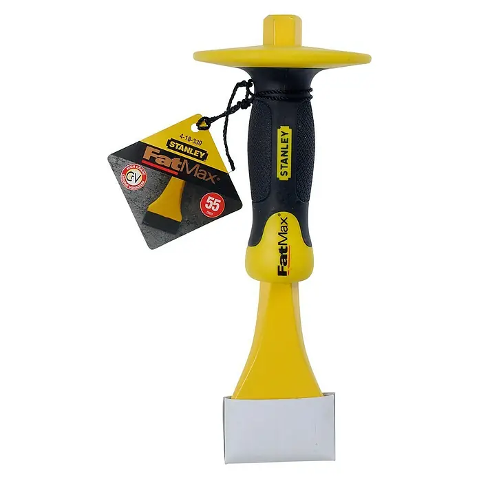 Stanley Cincel para electricista - An x L: 55 x 250 mm, Acero - Cincel Stanley FatMax: Una herramienta robusta con mango amarillo y negro, diseñada para trabajos precisos en madera y mampostería. Calidad garantizada.