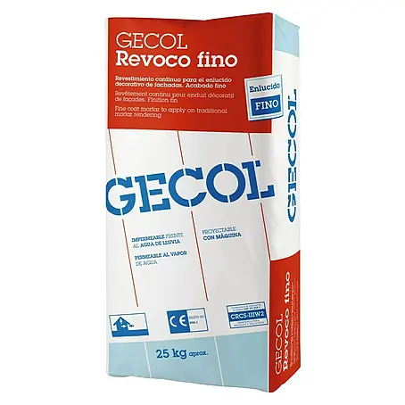 Gecol  Mortero para fachada Revoco fino