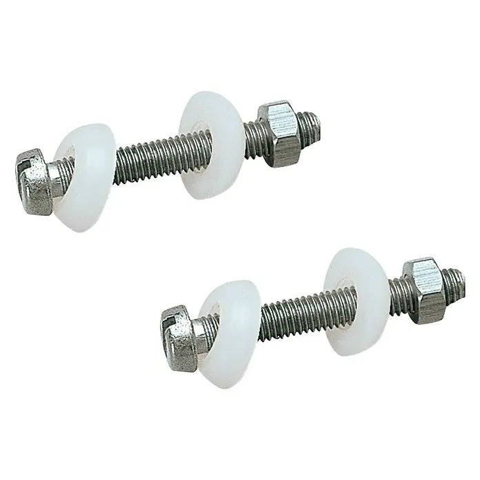 Tornillo de fijación Cisterna inodoro - 2 ud. - Dos pernos para asiento de inodoro con tuercas y arandelas blancas, ideales para la instalación.
