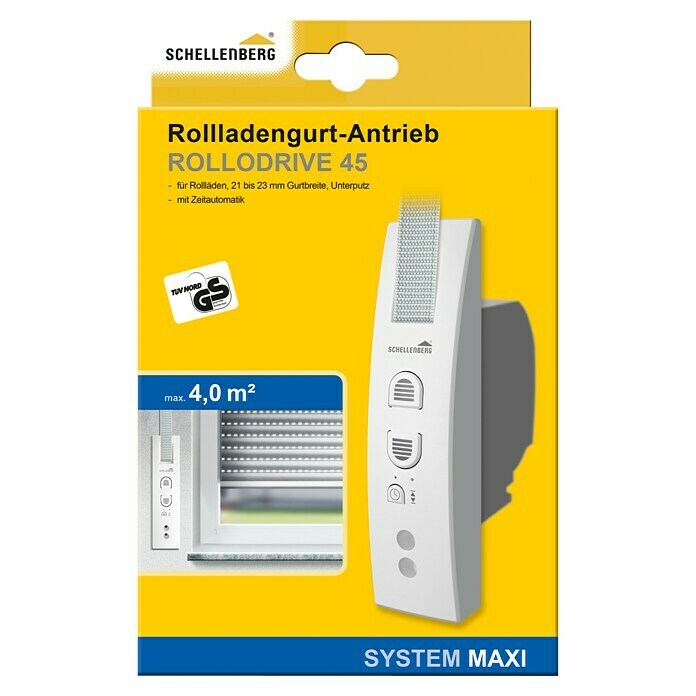 Schellenberg Rollladen-Gurtwickler Rollo Drive 45 (Unterputz, Gurtbreite: 23 mm, Lochabstand: 135 mm)
