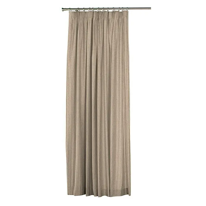 Cortinas Frunci Patmos - An x Al: 270 x 220 cm, Beige oscuro, Plástico - Cortina de ducha a rayas en colores neutros con anillas para colgar para una fácil instalación en el baño.