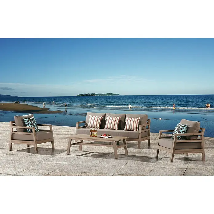 Sunfun Cojín de asiento Sofá Bali - Poliéster, Marrón - Elegante conjunto de muebles de exterior con sofá, sillones y mesa para momentos de relax al aire libre.