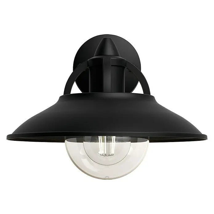 Philips Aplique exterior Cormorant - 42 W, 265 x 250 x 218 mm, Negro, IP44 - Lámpara de pared exterior negra con globo de vidrio transparente. El diseño industrial es perfecto para exteriores.
