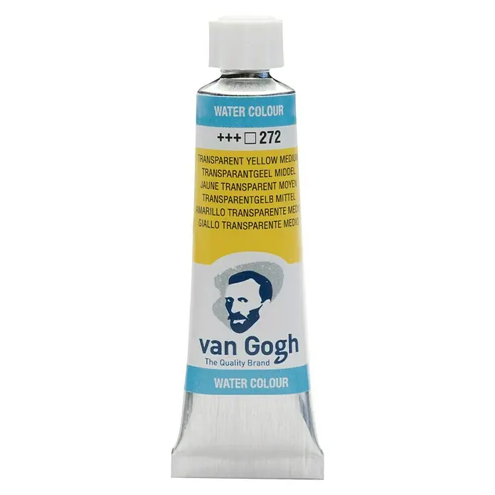 Talens Van Gogh Acuarela - Amarillo transparente medio, 10 ml, Tubo - Imagen de un tubo de pintura de acuarela Van Gogh, color amarillo transparente medio, una pintura de alta calidad para artistas y aficionados.
