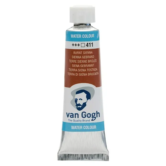 Talens Van Gogh Acuarela - Tierra Siena tostada, 10 ml, Tubo - Tubo de pintura de acuarela Van Gogh en color Siena tostada, número 411.