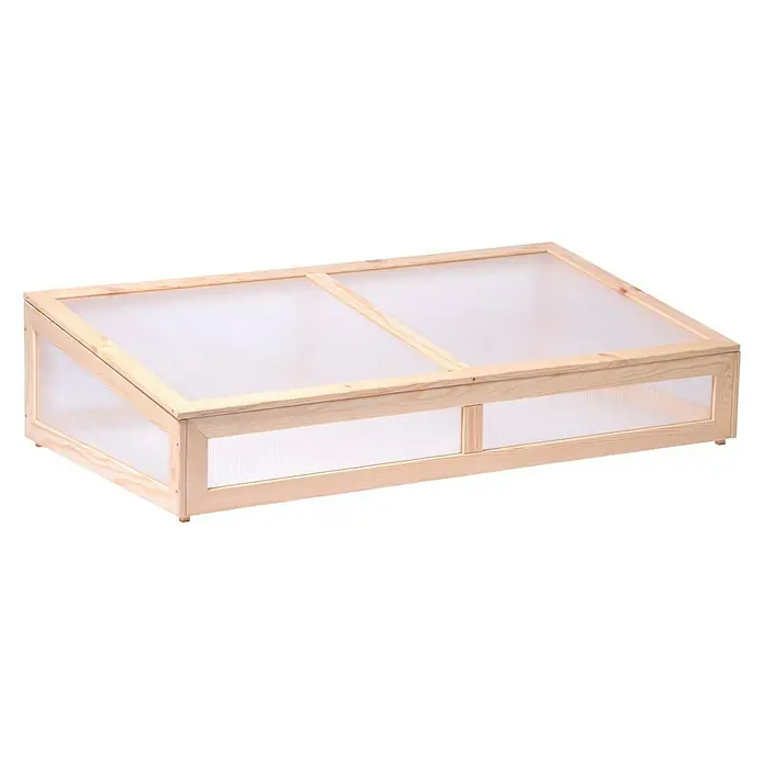 Dobar Frühbeet-Aufsatz - 128 x 67 x 31,5 cm - Ein hölzerner Frühbeetkasten mit transparenten Seiten und Oberseite, ideal für den Schutz und das Wachstum von Pflanzen.