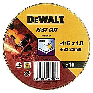 Dewalt Fast Cut Disco de corte DT3506-QZ (Diámetro disco: 115 mm, Espesor disco: 1 mm, Apto para: Acero inoxidable)