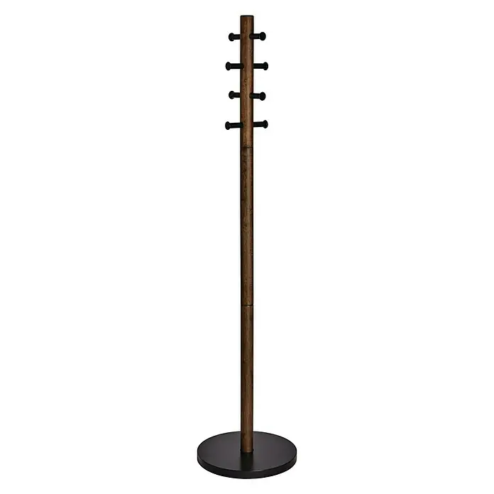 Umbra Garderobenständer Pillar - Ø x H: 40 x 168 cm, Anzahl Haken: 8 Stk., Walnuss - Dieser freistehende Garderobenständer aus Holz mit Metallakzenten bietet eine stilvolle Aufbewahrungslösung für Jacken und Accessoires.