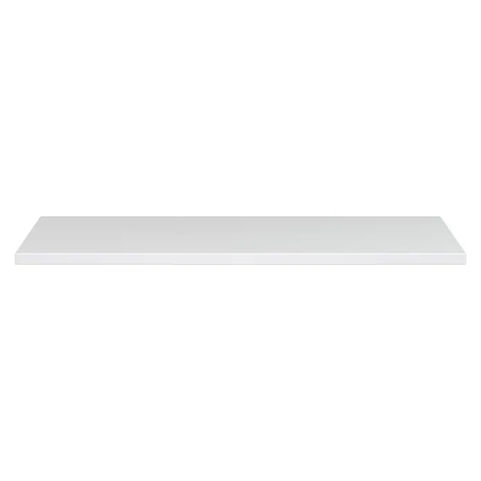 Camargue Espacio Waschtischplatte - 120 x 46 x 3,2 cm, Weiß - Eine weiße Regalplatte vor einem schwarzen Hintergrund, ideal für minimalistische Designs und moderne Raumgestaltung.