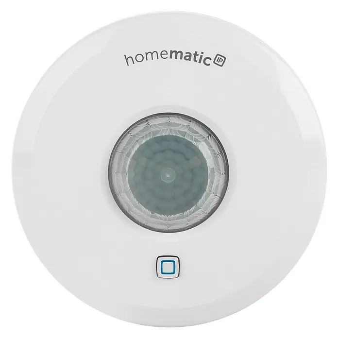Homematic IP Bewegungsmelder HmIP-SPI - Batteriebetrieben, Ø x H: 10 x 2,9 cm, Bewegungssensorik, 105 ° - Homematic IP Bewegungsmelder: Weißer, runder Bewegungsmelder mit Linse und Reset-Taste für Smart Home Anwendungen.