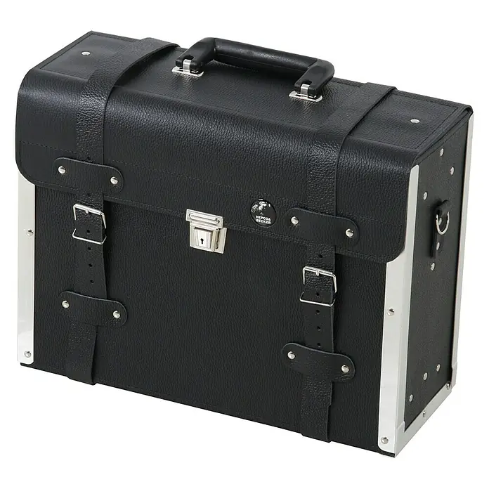 Hepco & Becker Werkzeugtasche Favorit 7121 - Innenmaß: B x T x H: 420 x 170 x 320 mm, Leder - Elegante Hepco & Becker Ledertasche mit silbernen Akzenten, ideal für stilvolle Ausflüge.