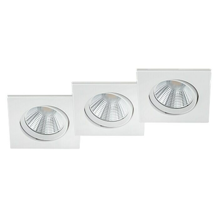 Trio Leuchten Set de focos LED empotrables Pamir cuadrado (3 × 5,5 W, Color de luz: Blanco cálido, L x An x Al: 8,5 x 8,5 x 5,4 cm, Blanco)