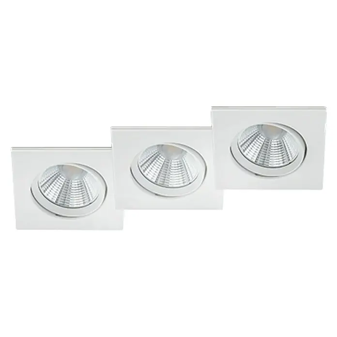Trio Lighting Set de focos LED empotrables Pamir cuadrado - 5,5 W, Color de luz: Blanco cálido, L x An x Al: 8,5 x 8,5 x 5,4 cm, Blanco - Tres focos LED empotrables de techo cuadrados blancos para interiores modernos. Solución de iluminación elegante y eficiente energéticamente.