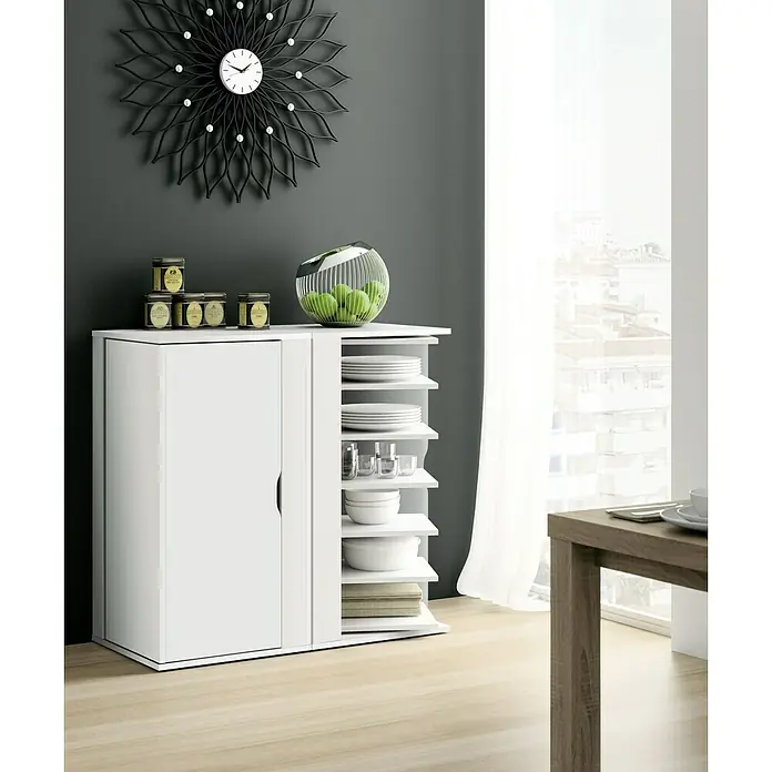 Muebles Pitarch Zapatero Naia - L x An x Al: 47 x 47 x 90 cm, Blanco - Armario de cocina blanco con amplio espacio de almacenamiento y estanterías. Su diseño moderno complementa cualquier estilo de cocina.