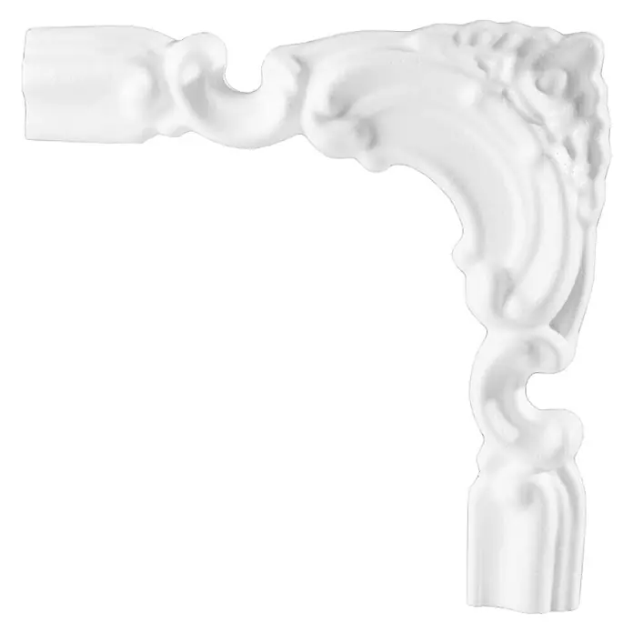 Zierbogen BU 40 D - Expandiertes Polystyrol (EPS), 4 Stk. - Elegantes Eckornament aus Stuck für die Wandgestaltung. Das weiße Dekor verleiht jedem Raum einen Hauch von Klassik und Eleganz.