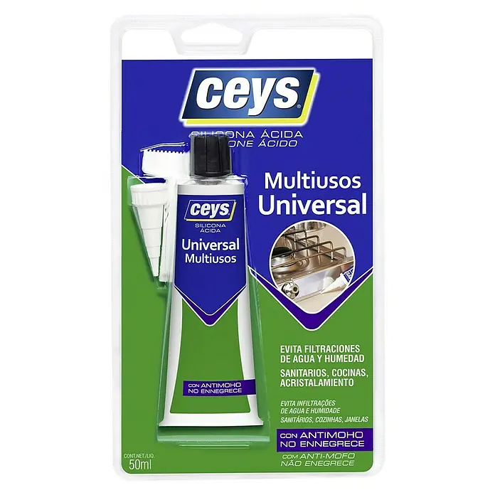 Ceys Silicona universal Multiusos -  - Ceys Silicona Universal, ideal para baños, cocinas y ventanas. Evita filtraciones de agua y humedad, protege contra el moho.
