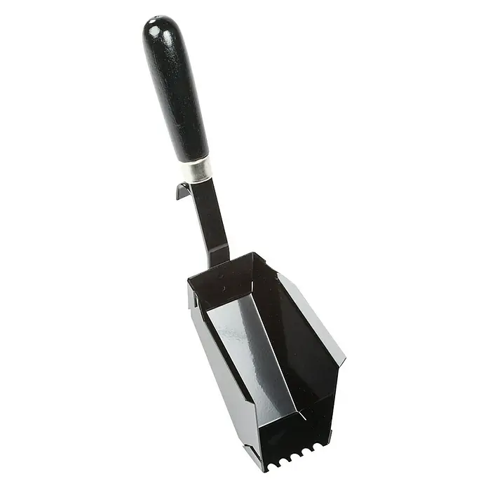Ytong Llana dentada - Dentado: 5 cm, Metal - Pala para cenizas con mango negro para limpiar fácilmente una chimenea o estufa.