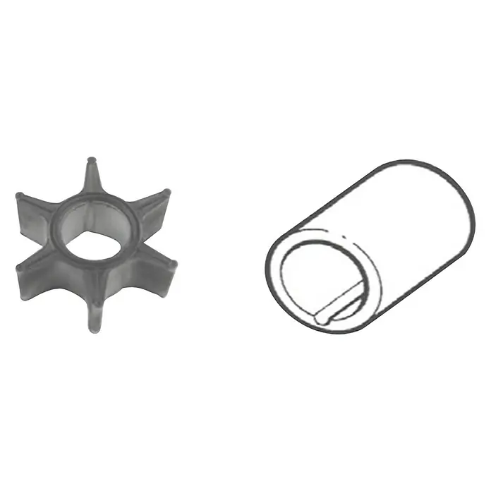 CEF Impeller 500313 G - Ø x L: 60 x 33,8 mm, Wellendurchmesser: 22,2 mm - Bild von einer Impellerpumpe und einer Buchse. Sie sind wichtige Komponenten für verschiedene Pumpensysteme.