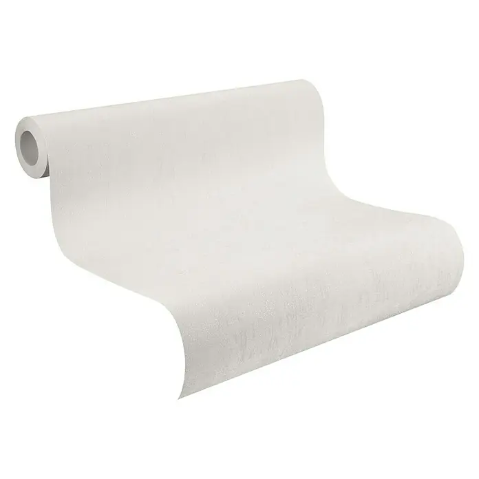 Rasch Vliestapete - Beige/Creme, Uni, 10,05 x 0,53 m, Schimmernd - Rolle der weißen Vliestapete mit subtiler Textur für stilvolle Wandgestaltung.